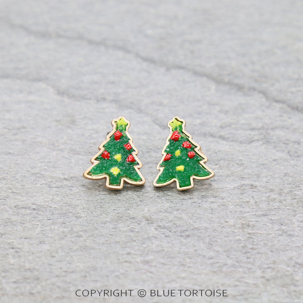Christmas Tree Druzy Stud Earrings