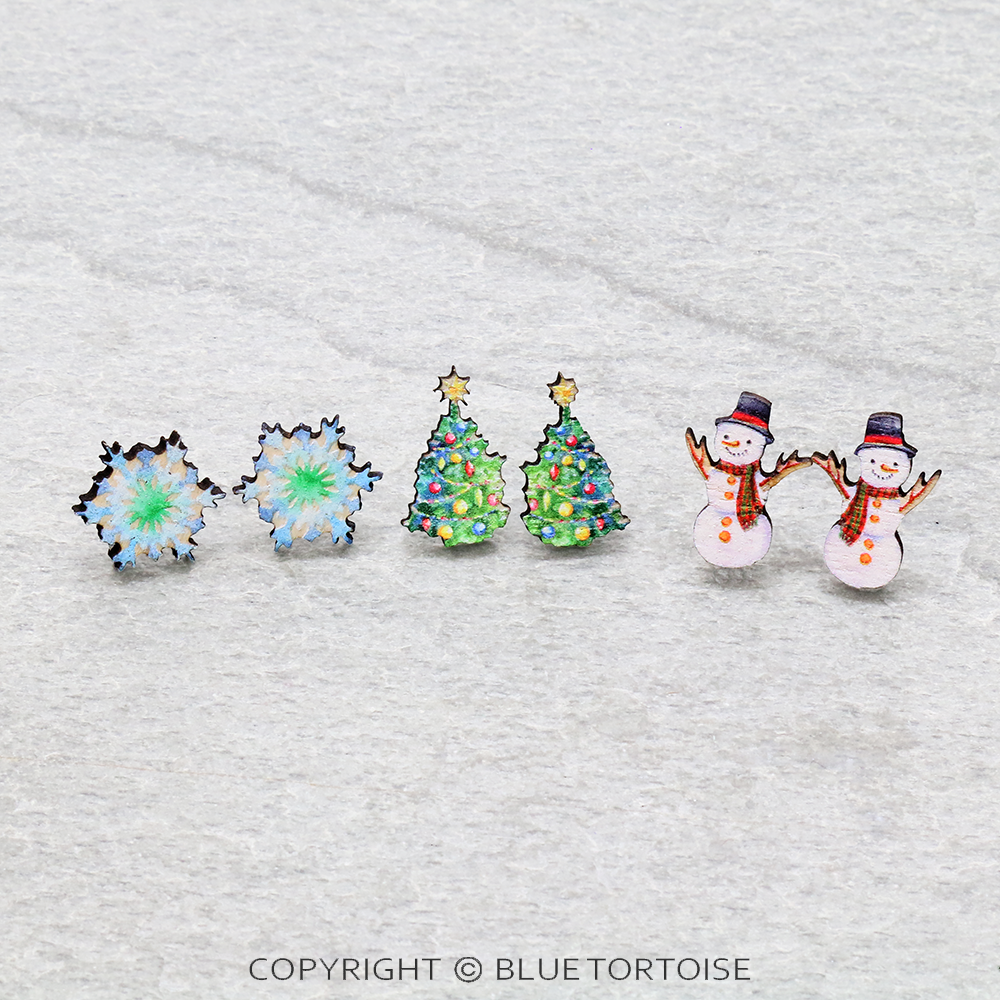 3 Pair Christmas Theme Earring Set