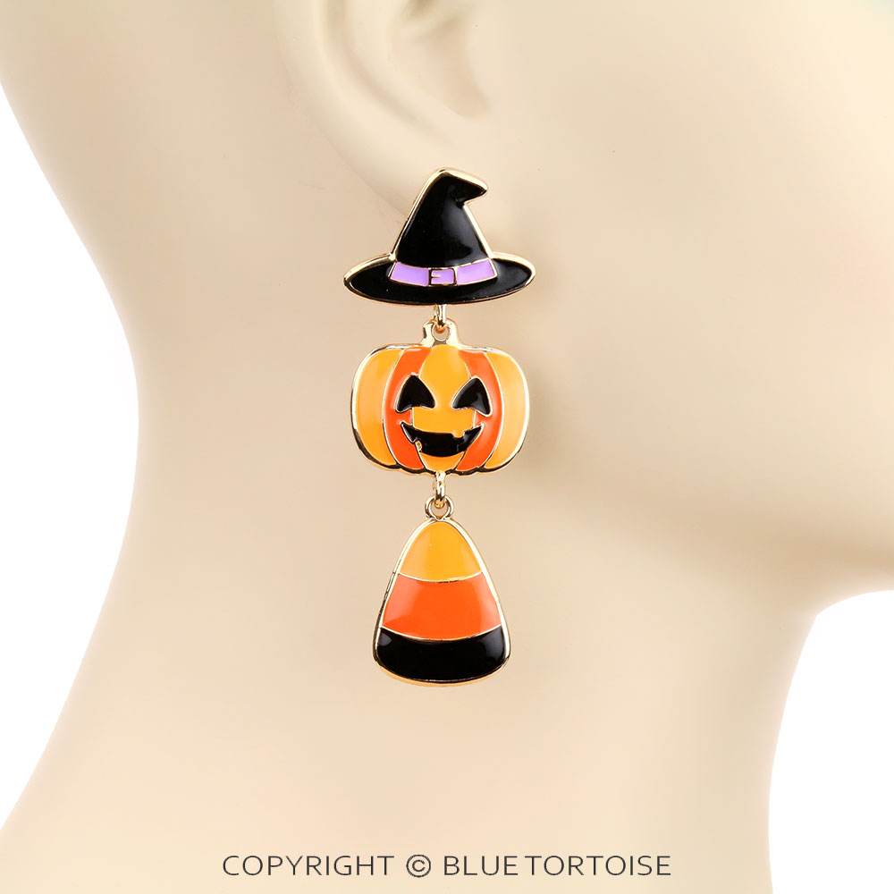 Halloween Epoxy Jack-O’-Lantern Stud Earrings - Image 2