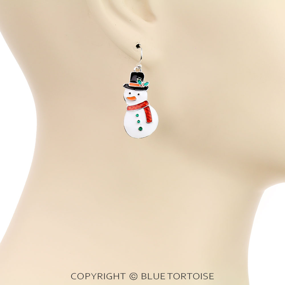 Christmas Epoxy Snowman Dangle Earrings - Image 2
