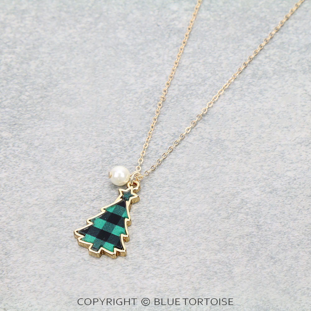 Christmas Tree Bubble Pendant Necklace