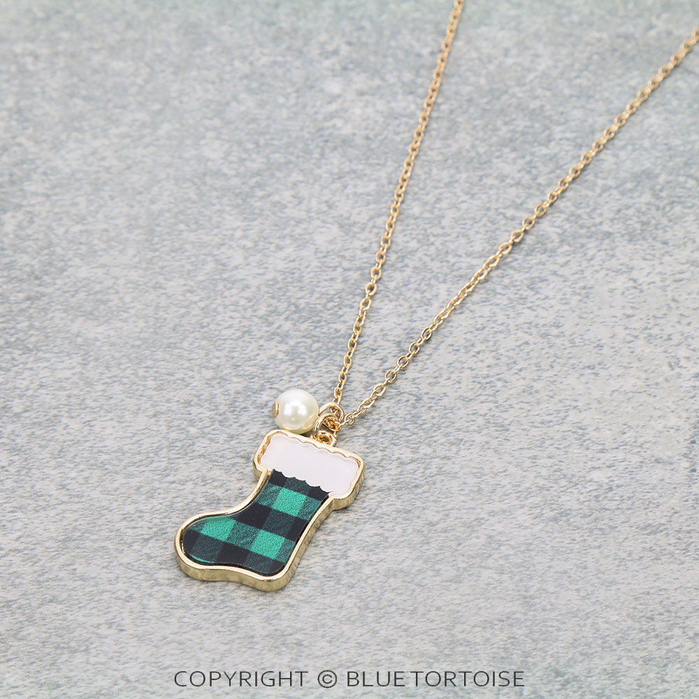 Christmas Stocking Bubble Pendant Necklace