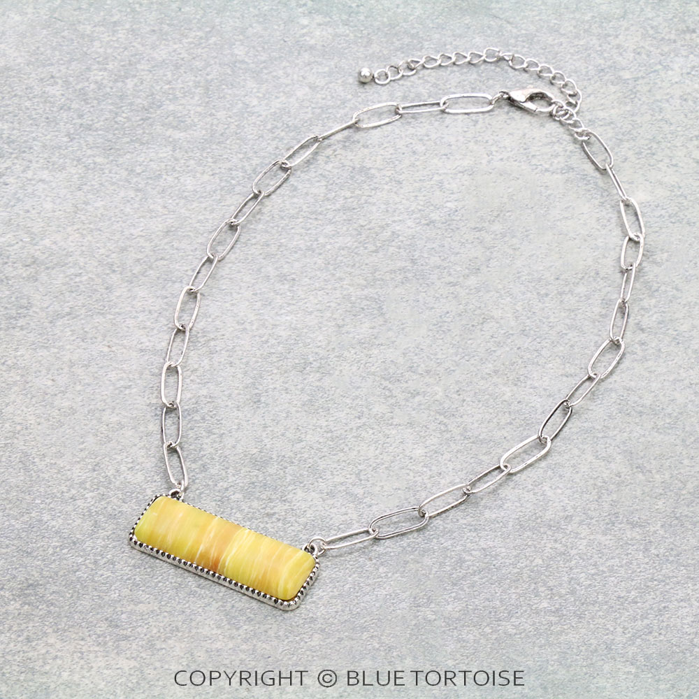 Western Agate Stone Bar with Chain Necklace