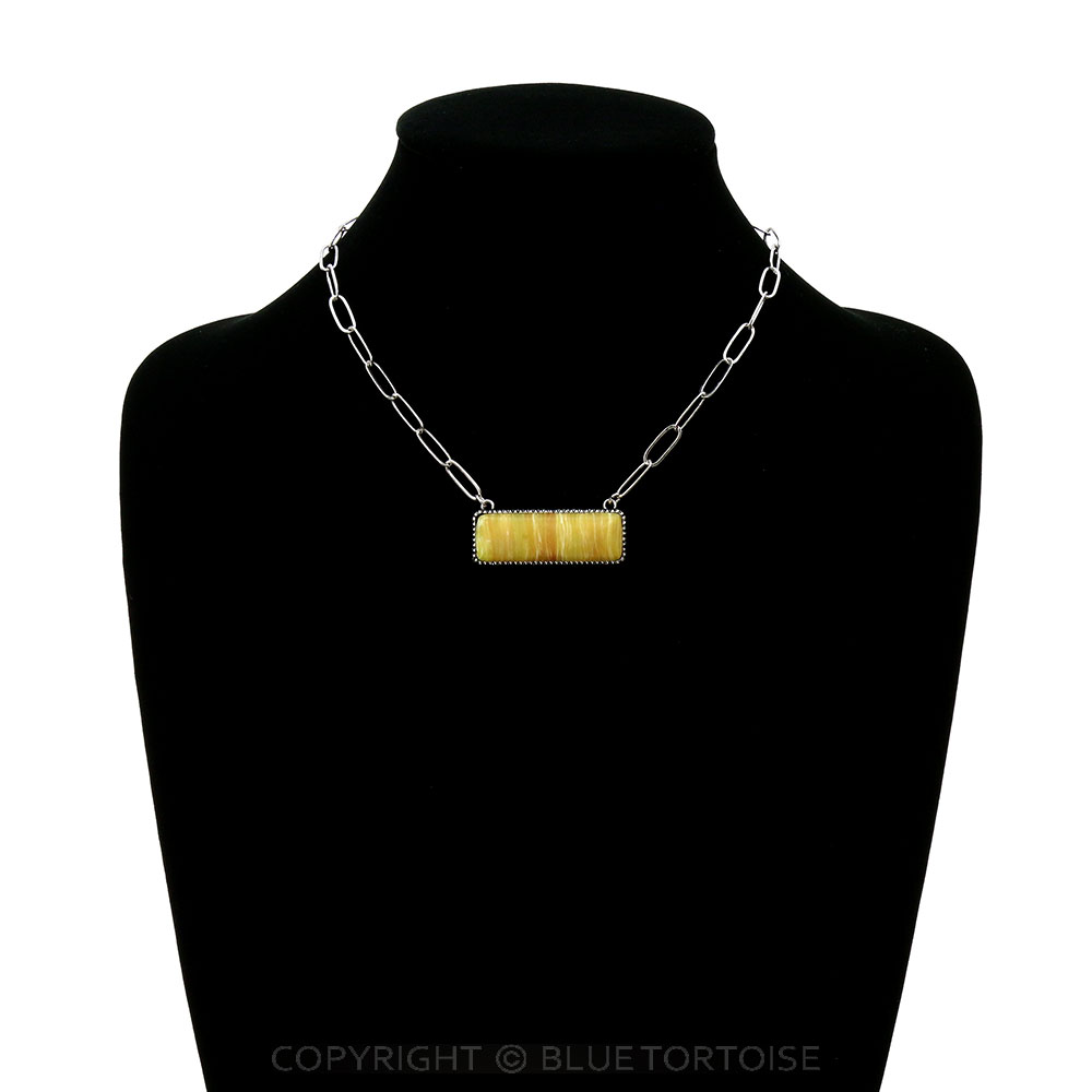 Western Agate Stone Bar with Chain Necklace - Image 2