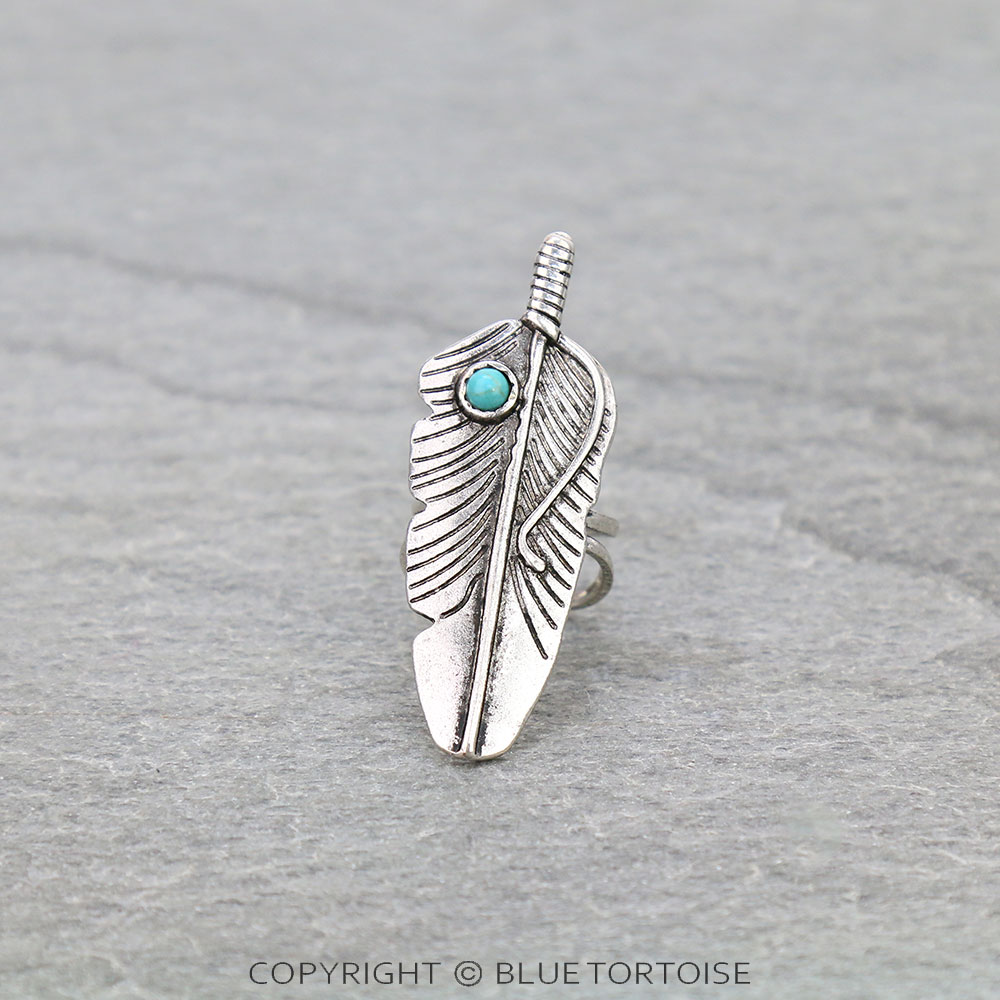 Western Feather Cuff Ring