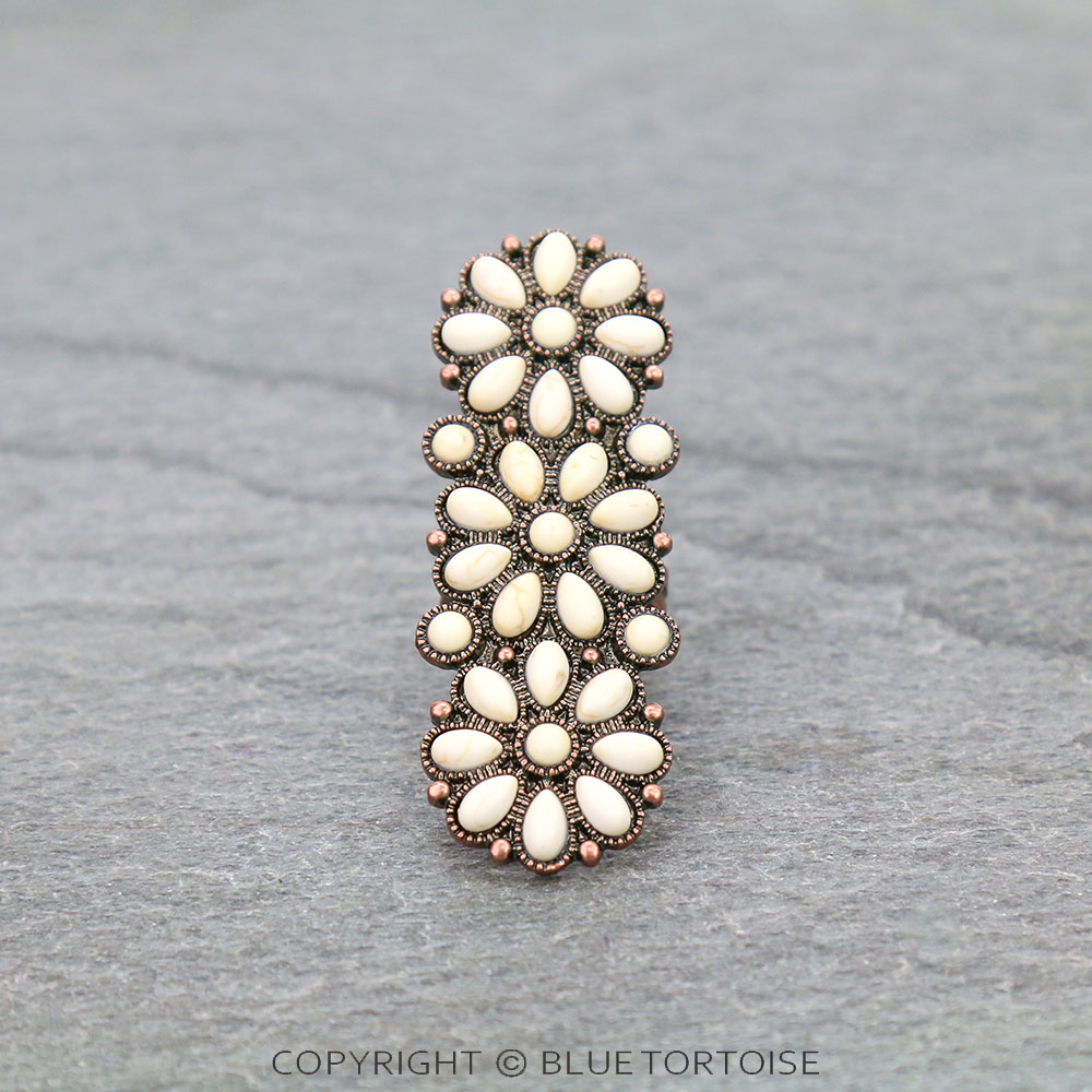 Western Concho Stone Cuff Ring
