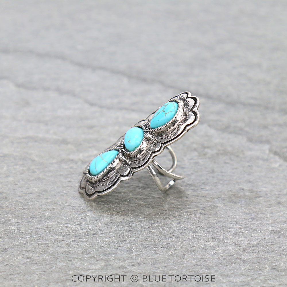 Western Design Stone Cuff Ring - Image 2