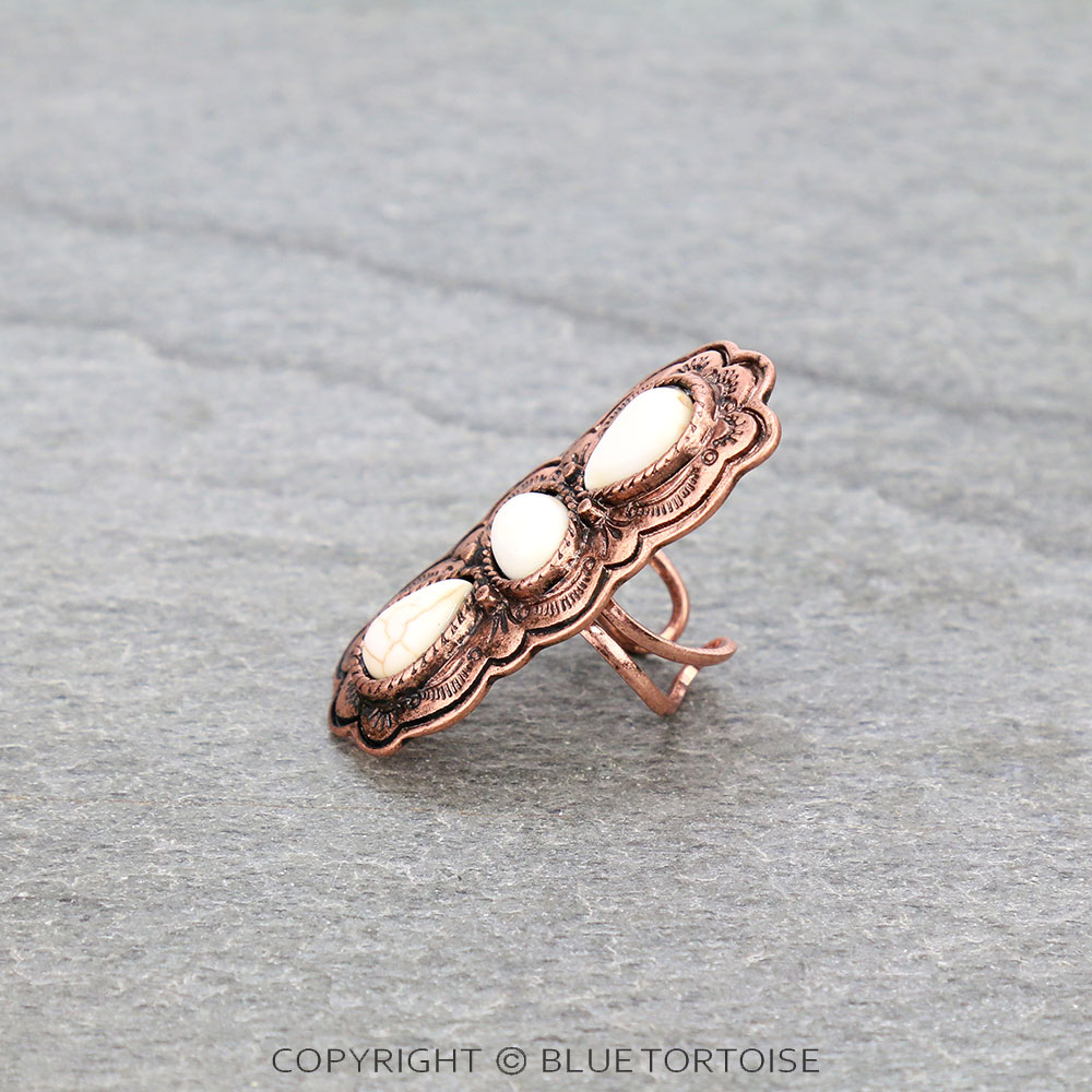 Western Design Stone Cuff Ring - Image 2