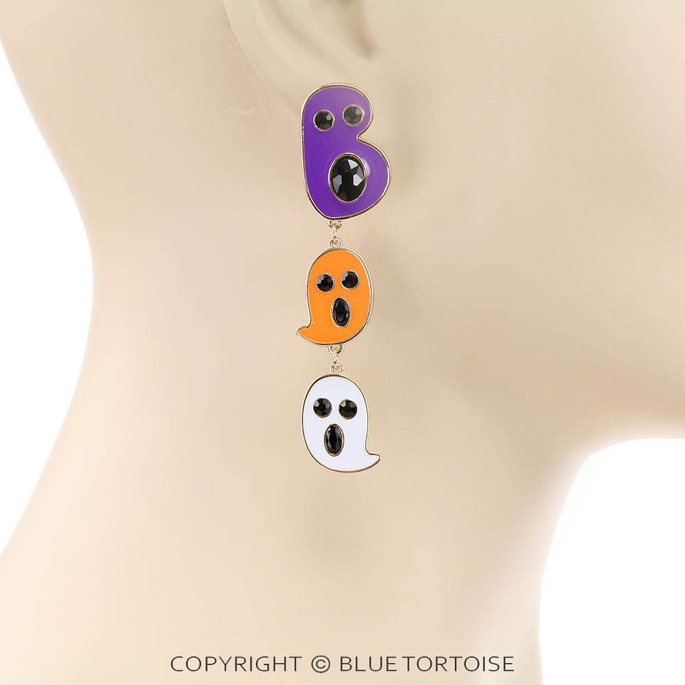 3" Halloween Boo Epoxy Stud Earrings - Image 2