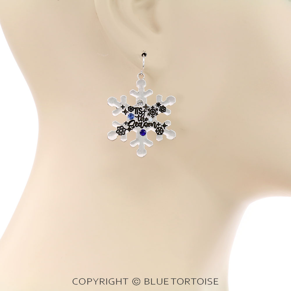 Christmas Snowflake Dangle Earrings - Image 2