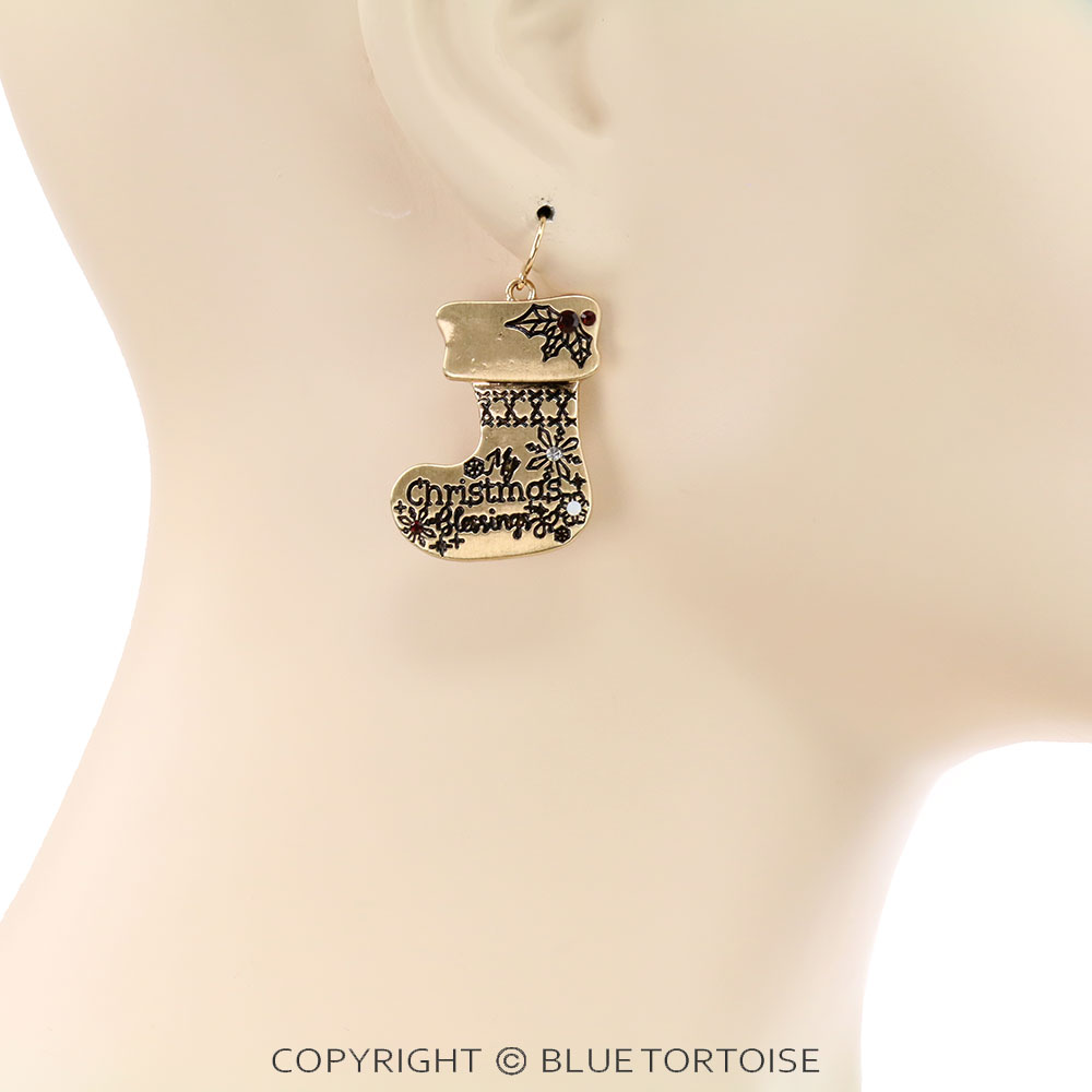 Christmas Stocking Dangle Earrings - Image 2