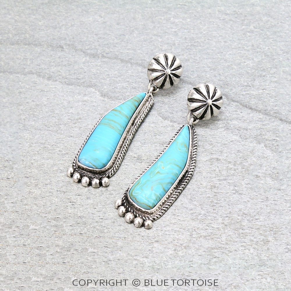 2.75" Western Concho with Agate Stone Stud Earrings