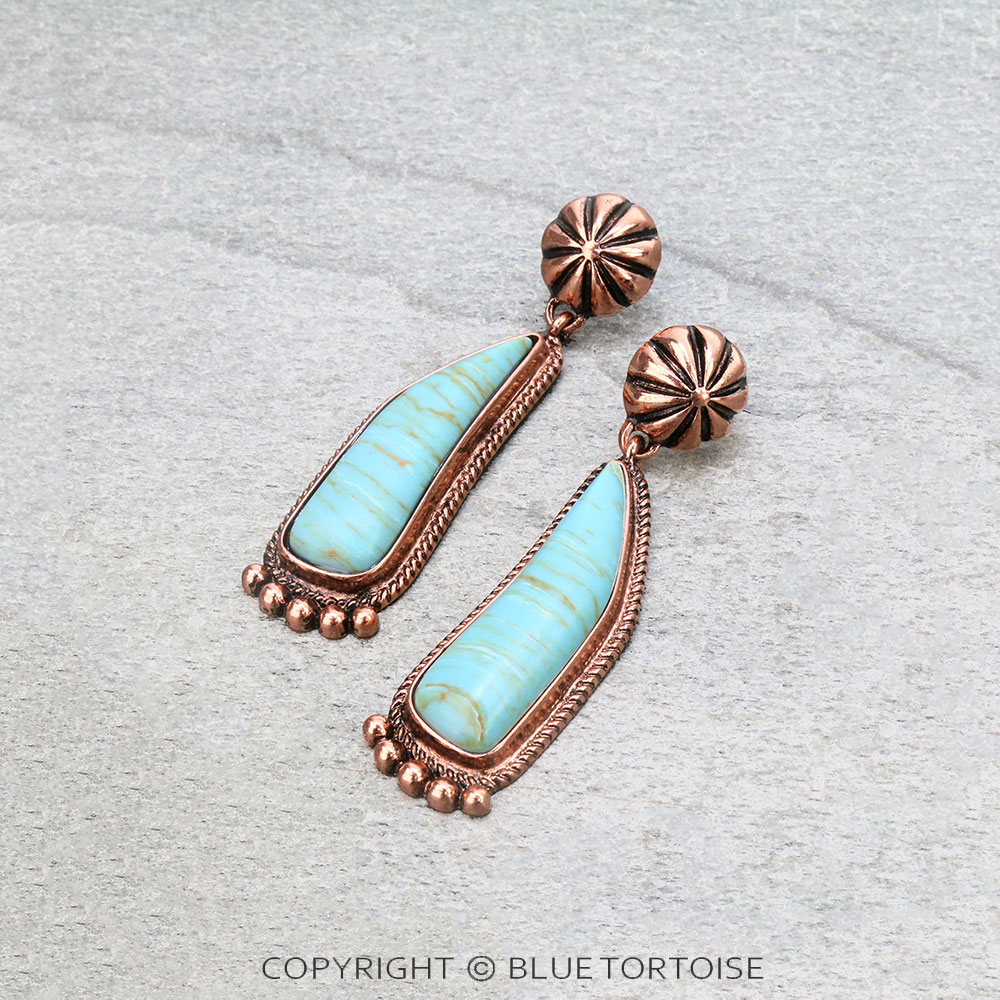 2.75" Western Concho with Agate Stone Stud Earrings