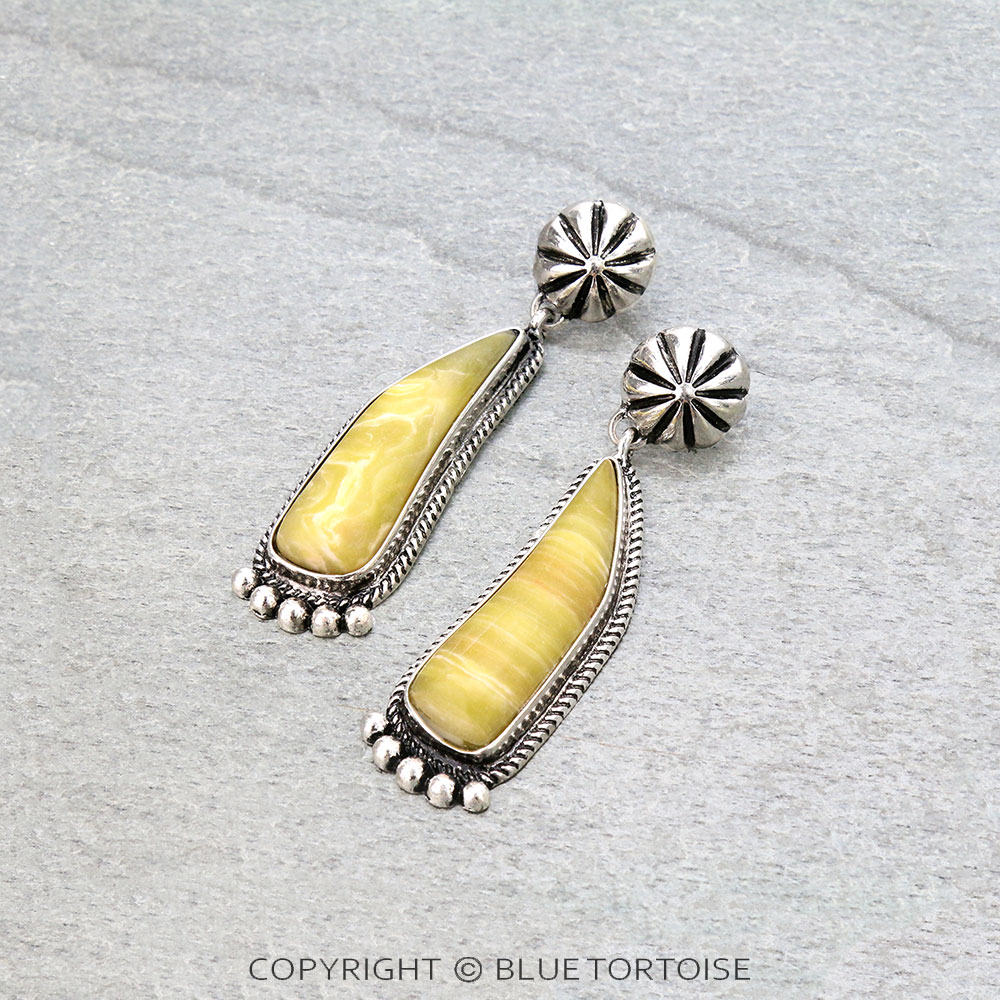 2.75" Western Concho with Agate Stone Stud Earrings