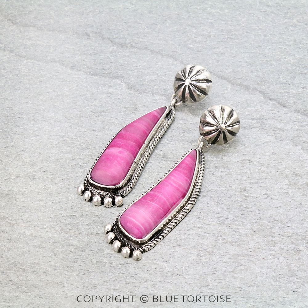 2.75" Western Concho with Agate Stone Stud Earrings