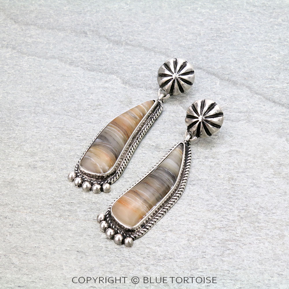 2.75" Western Concho with Agate Stone Stud Earrings