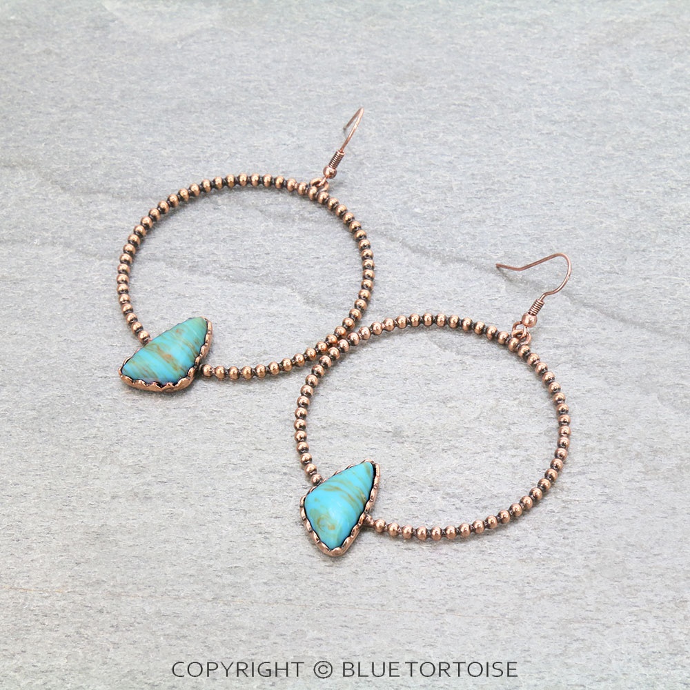2.5" Agate Stone Hoop Dangle Earrings