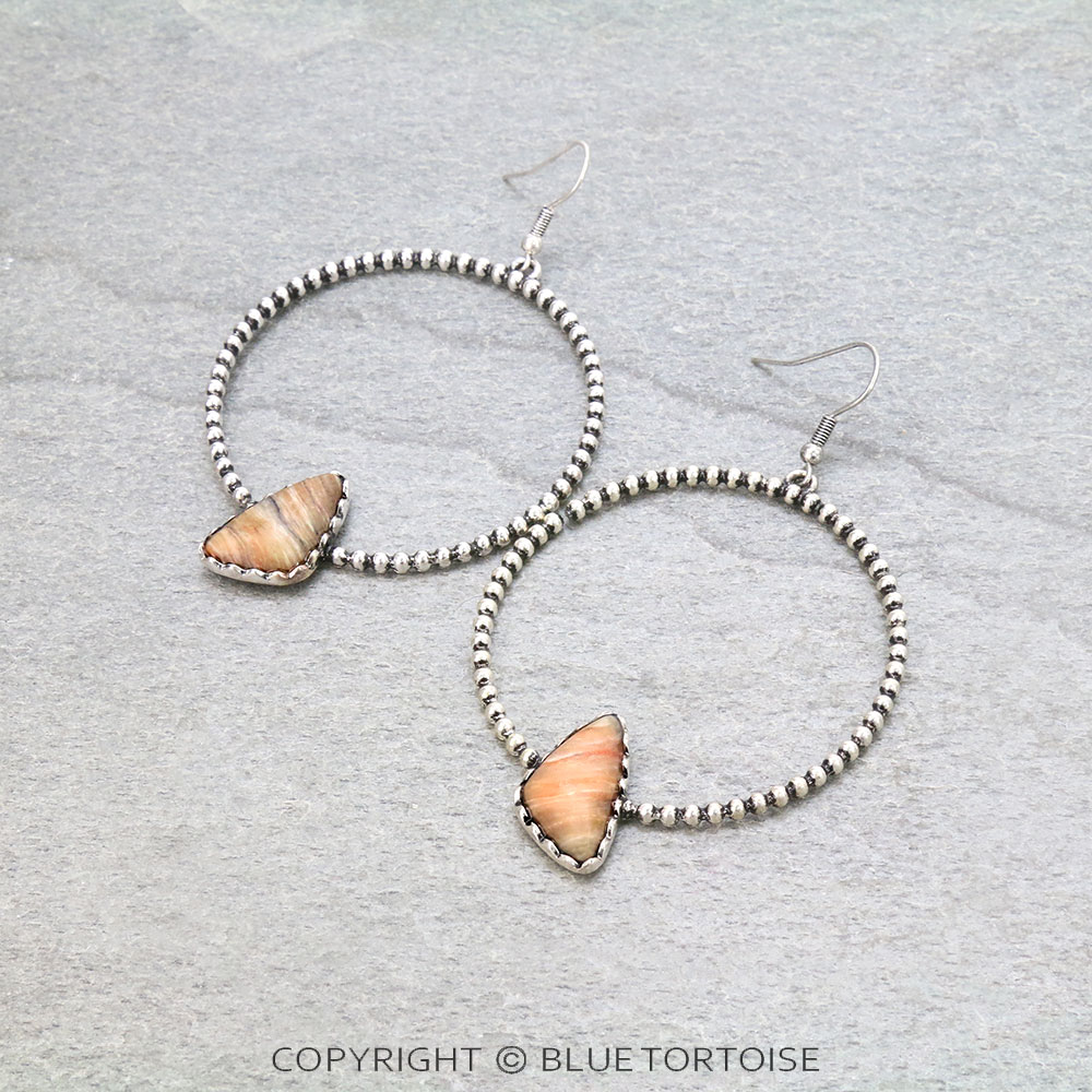 2.5" Agate Stone Hoop Dangle Earrings