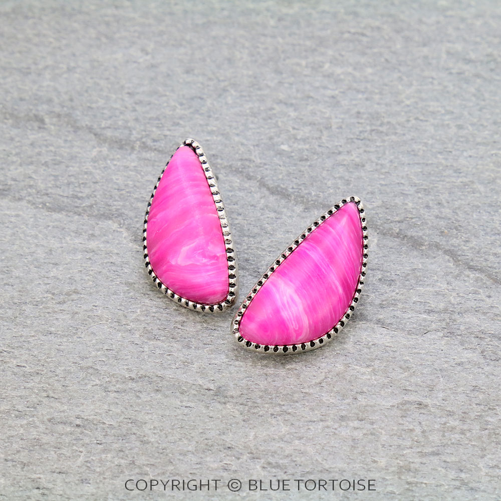 1" Agate Stone Stud Earrings