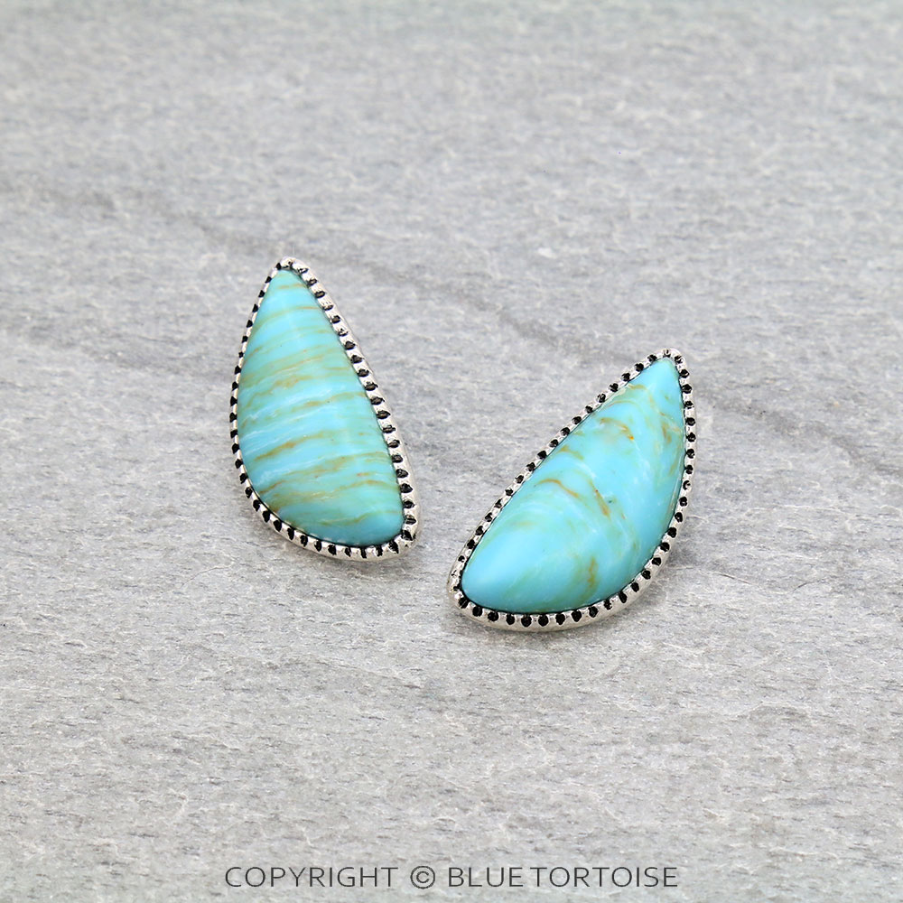 1" Agate Stone Stud Earrings