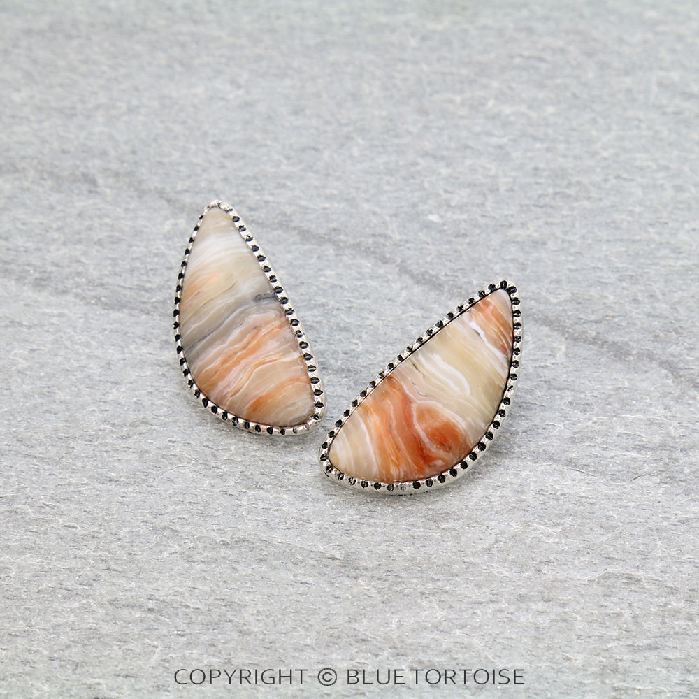 1" Agate Stone Stud Earrings
