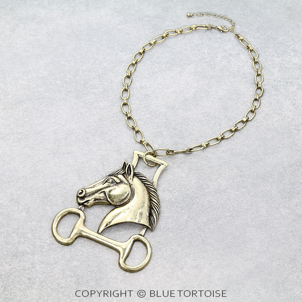 Western Horsehead Horsebit Pendant Necklace