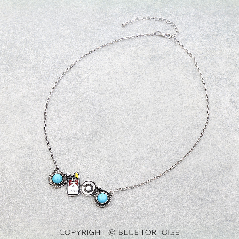 Western Cigarette & Ashtray Bar Necklace