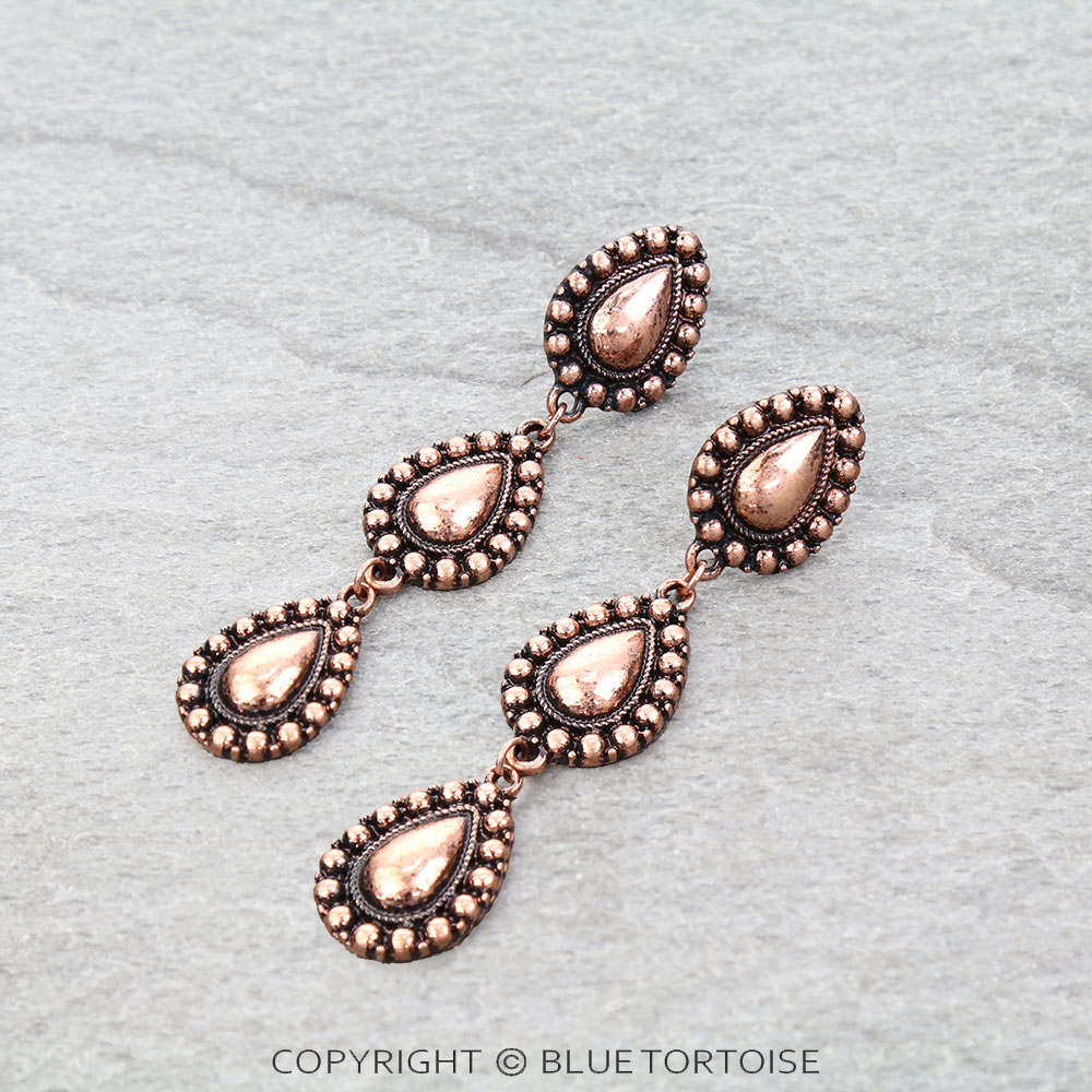 Western Ball TXR Teardrop Stud Earrings