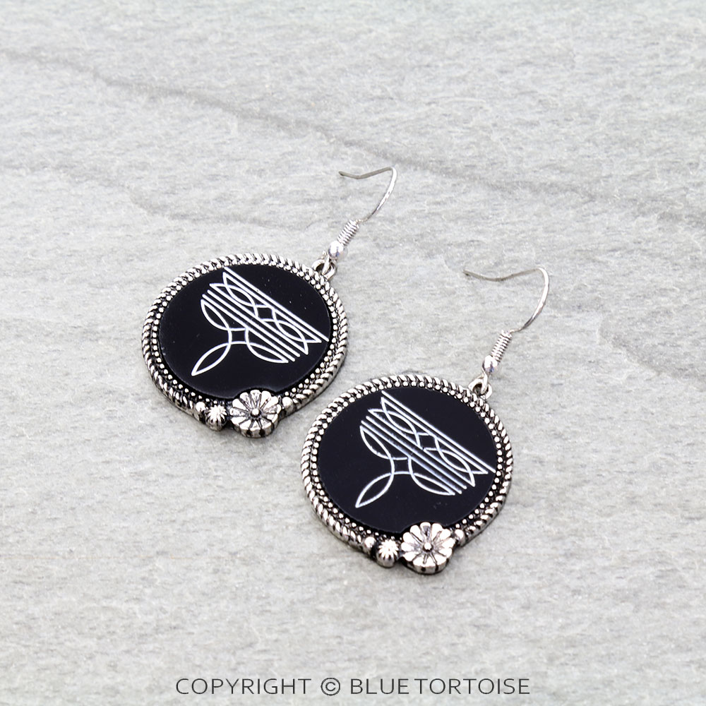Western Boot Stitch Dangle Earrings