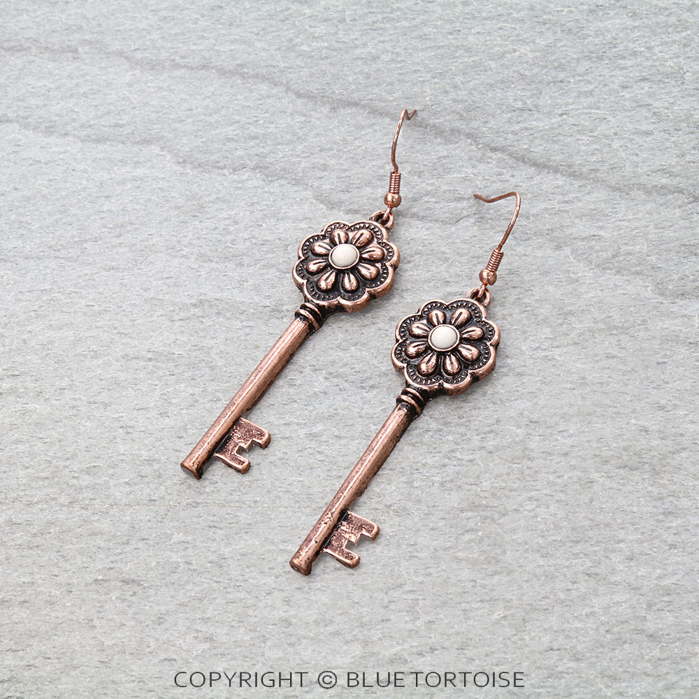 Western Ranch Key Dangle Earrings