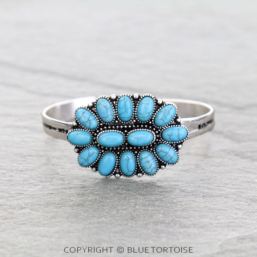 Western Concho Stone Cuff Bracelet