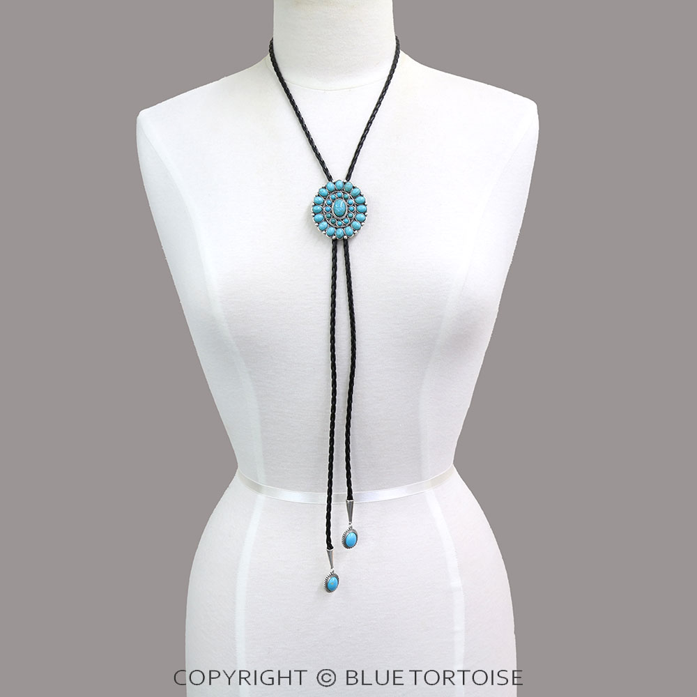 Western Concho Stone Bolo Necklace - Image 2