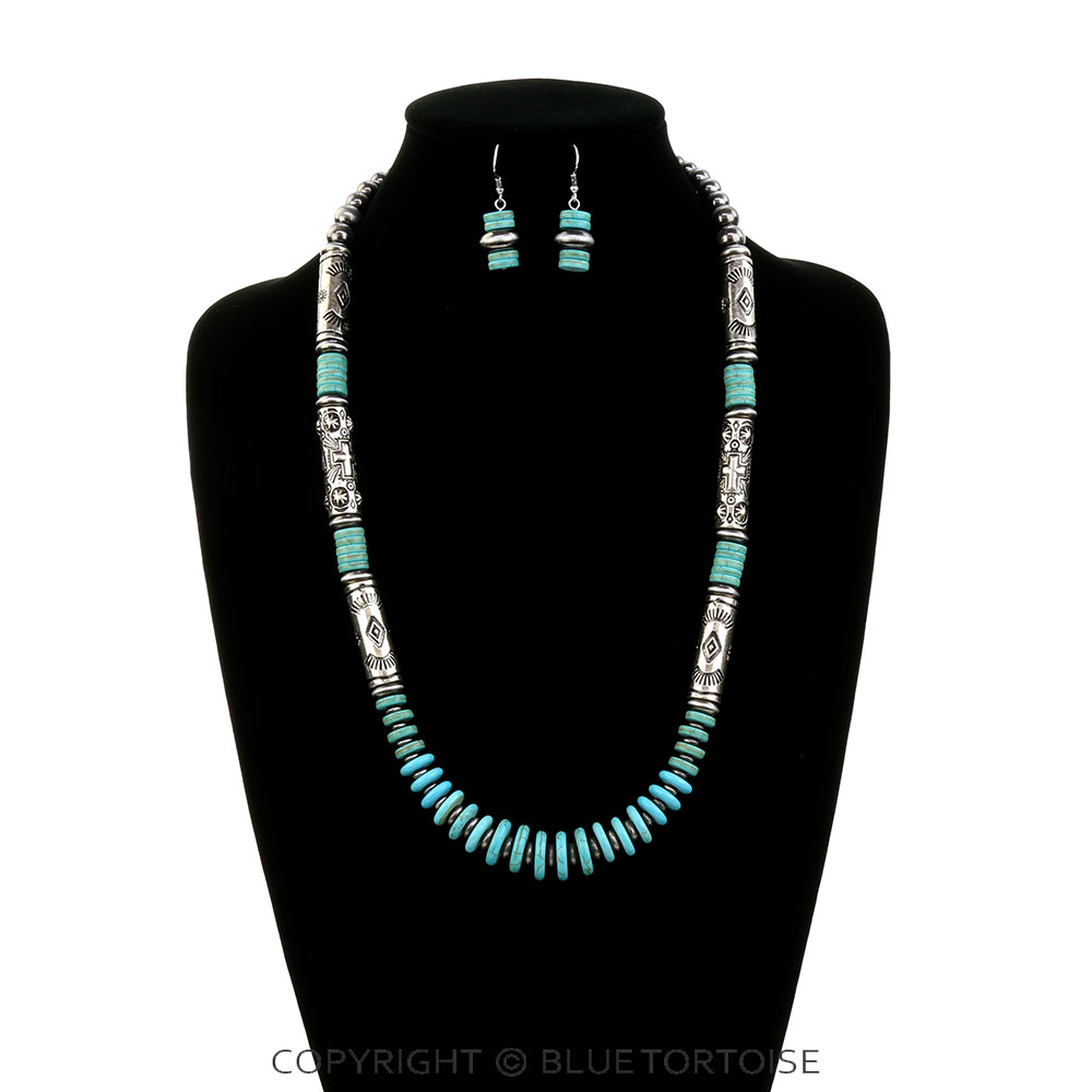 Western Style Bead & Barrel Necklace Set - Image 2