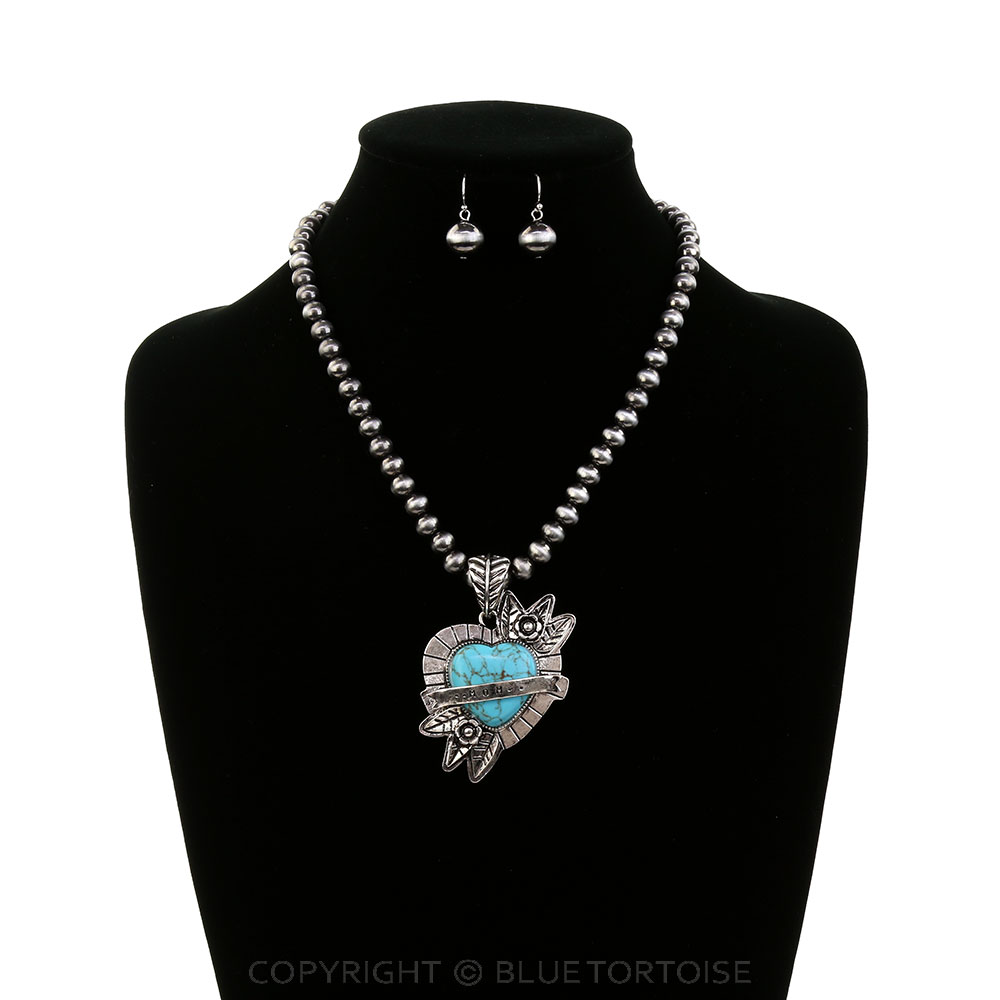 Western Heart Stone Necklace Set - Image 2