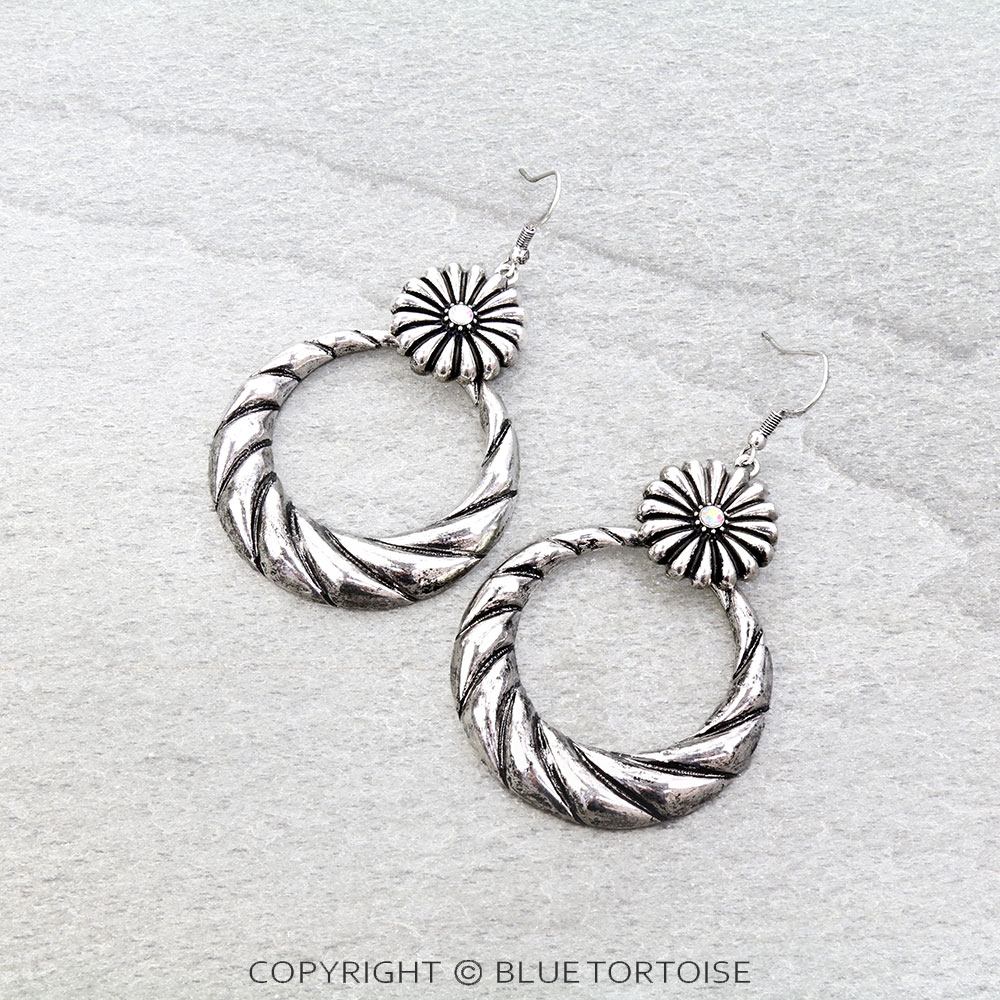 Western Concho Round Dangle Earrings