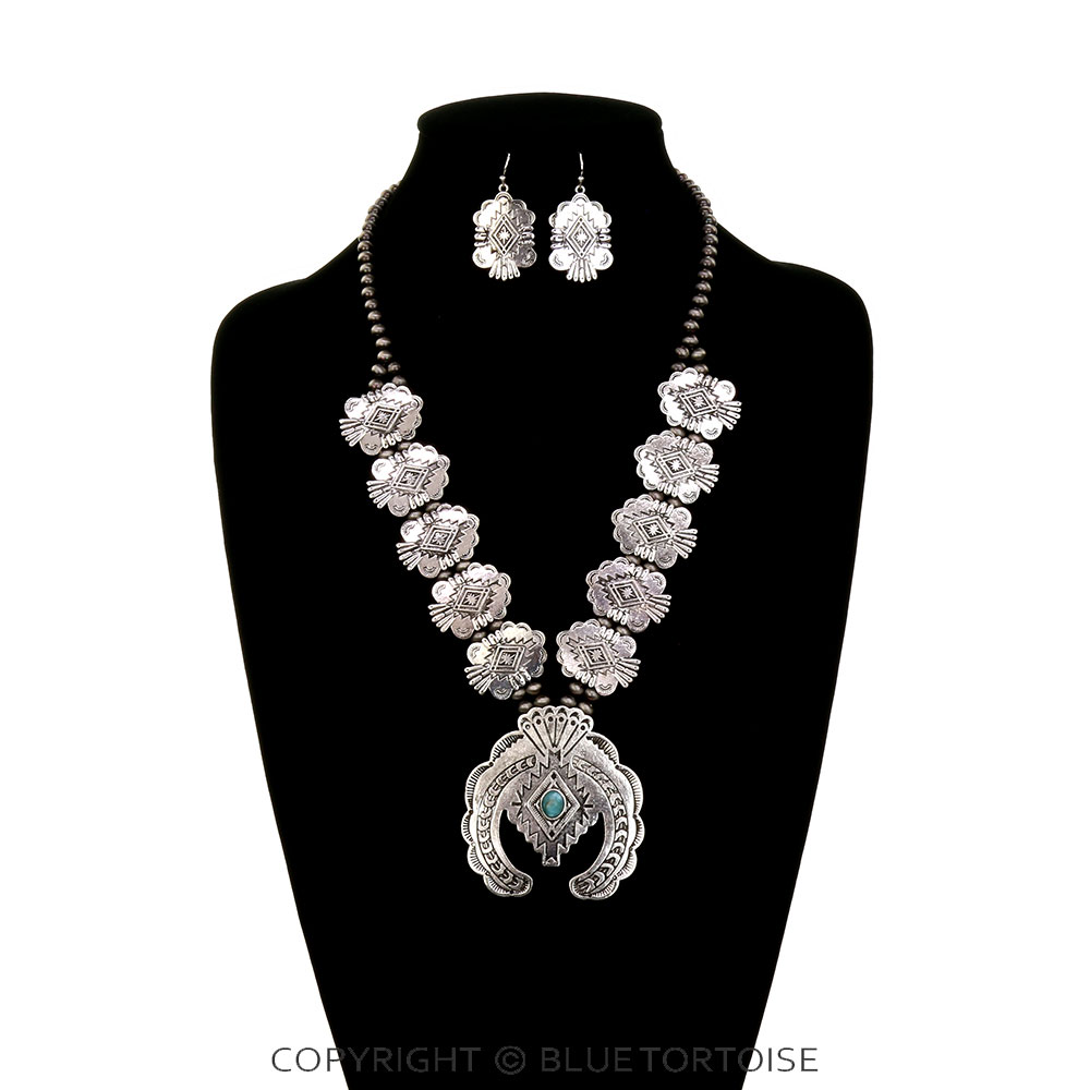 Western Aztec Squash Blossom Necklace Set - Image 2