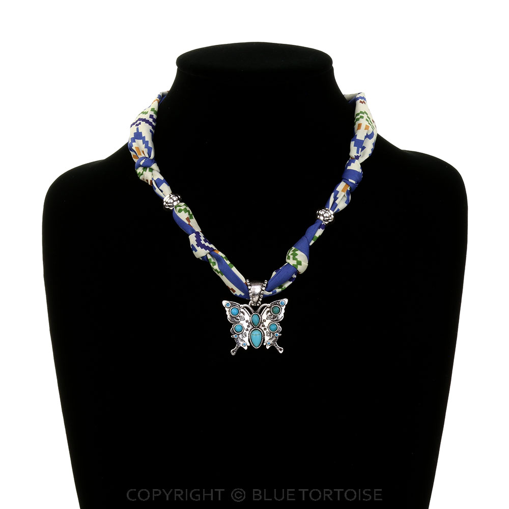 Western Butterfly Charm Scarf Necklace - Image 2