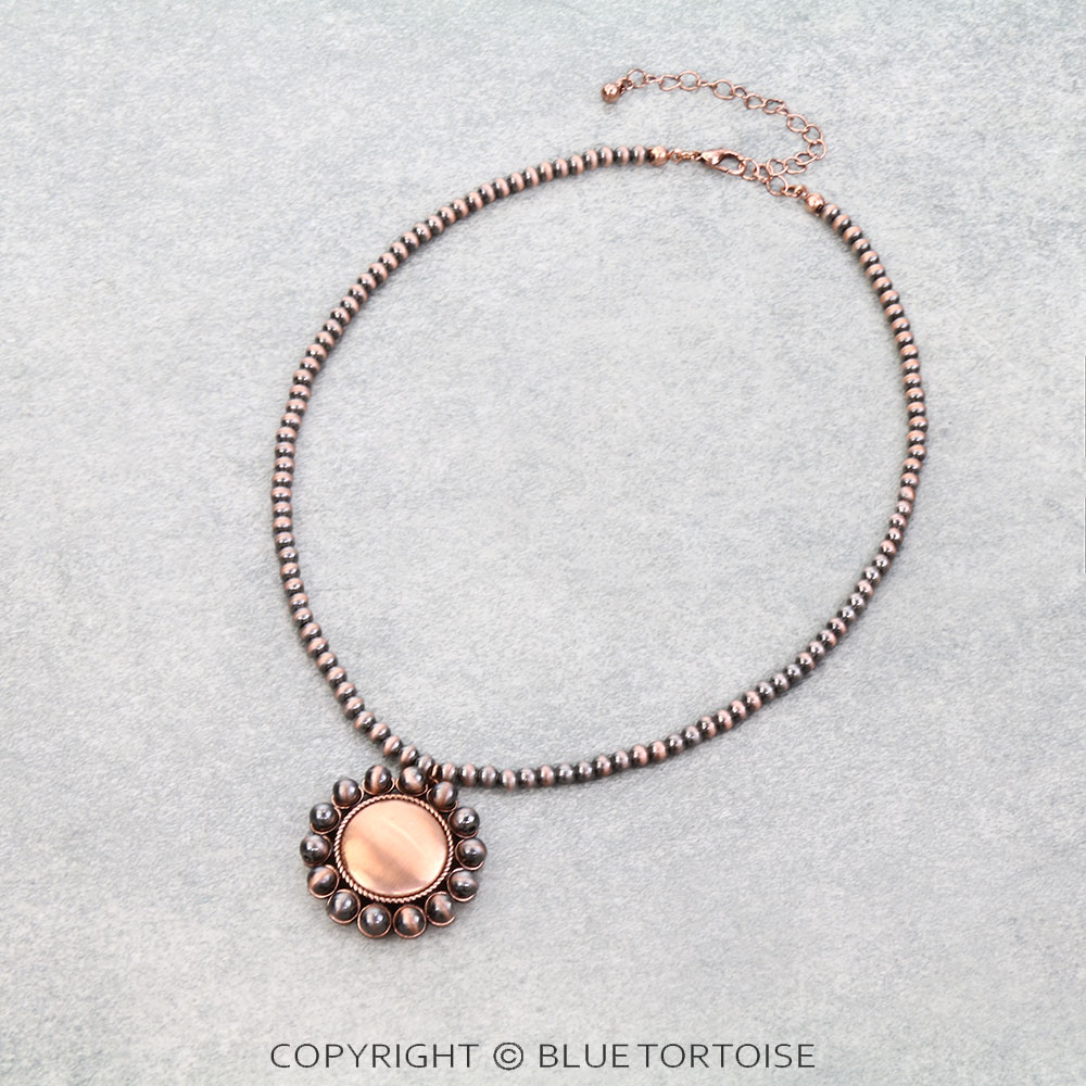 Western Brushed Round Concho Necklace
