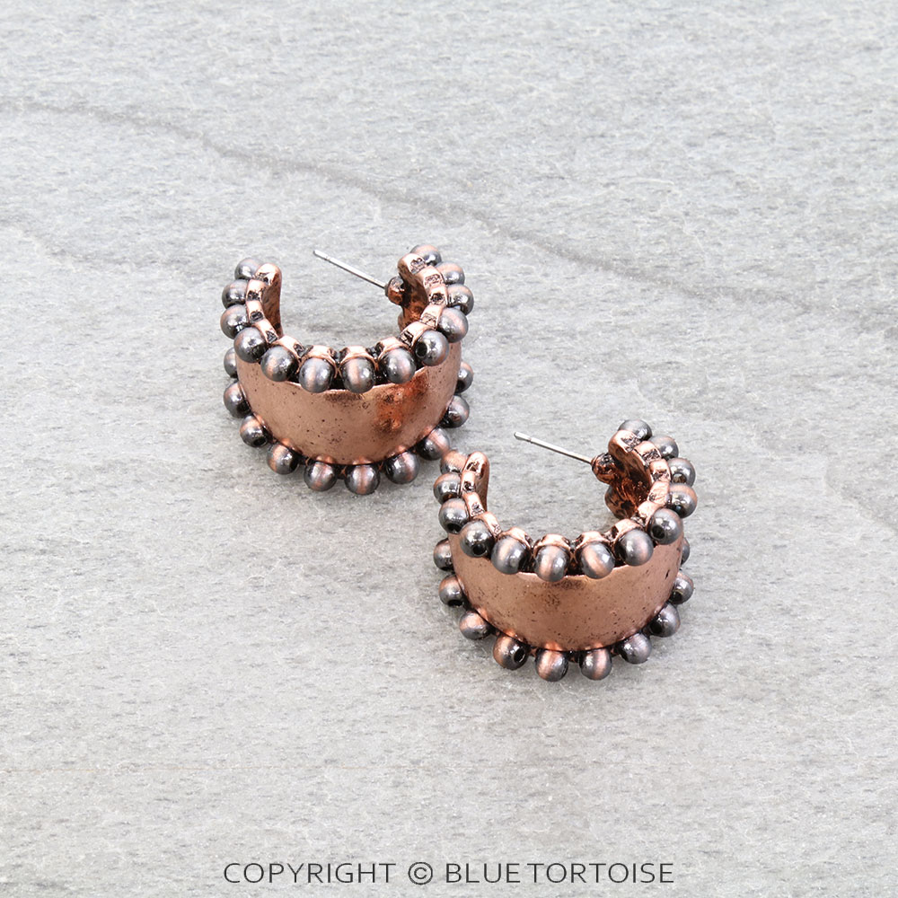 Navajo Style Pearl Hoop Earrings