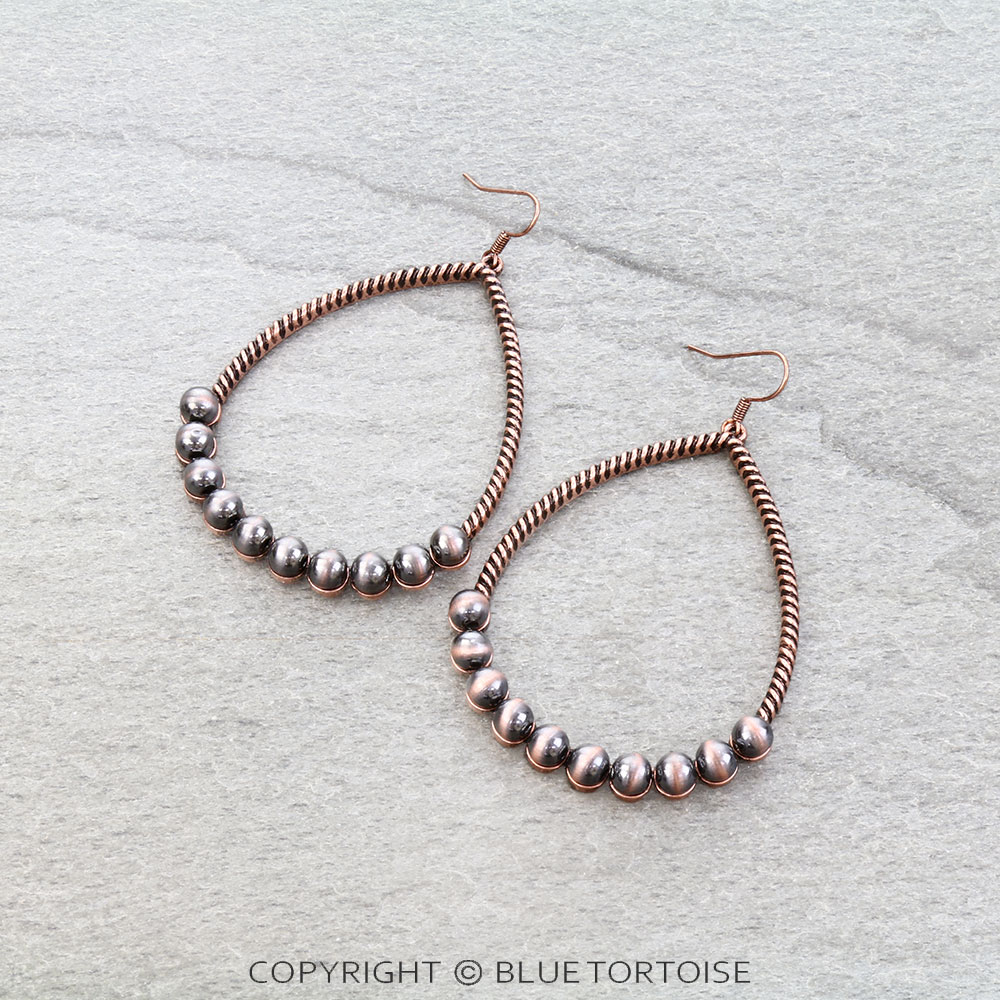 Navajo Style Pearl Teardrop Dangle Earrings