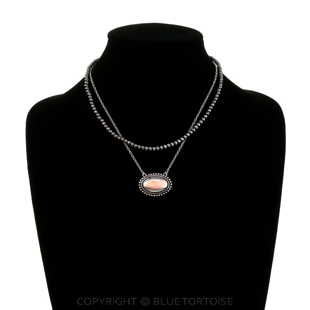 2 Row Western Brushed Oval Concho Necklace - Image 2