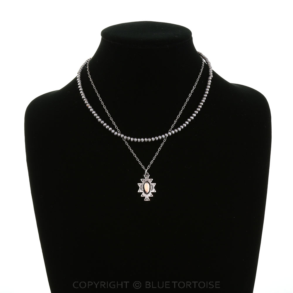 2 Row Western Brushed Aztec Necklace - Image 2
