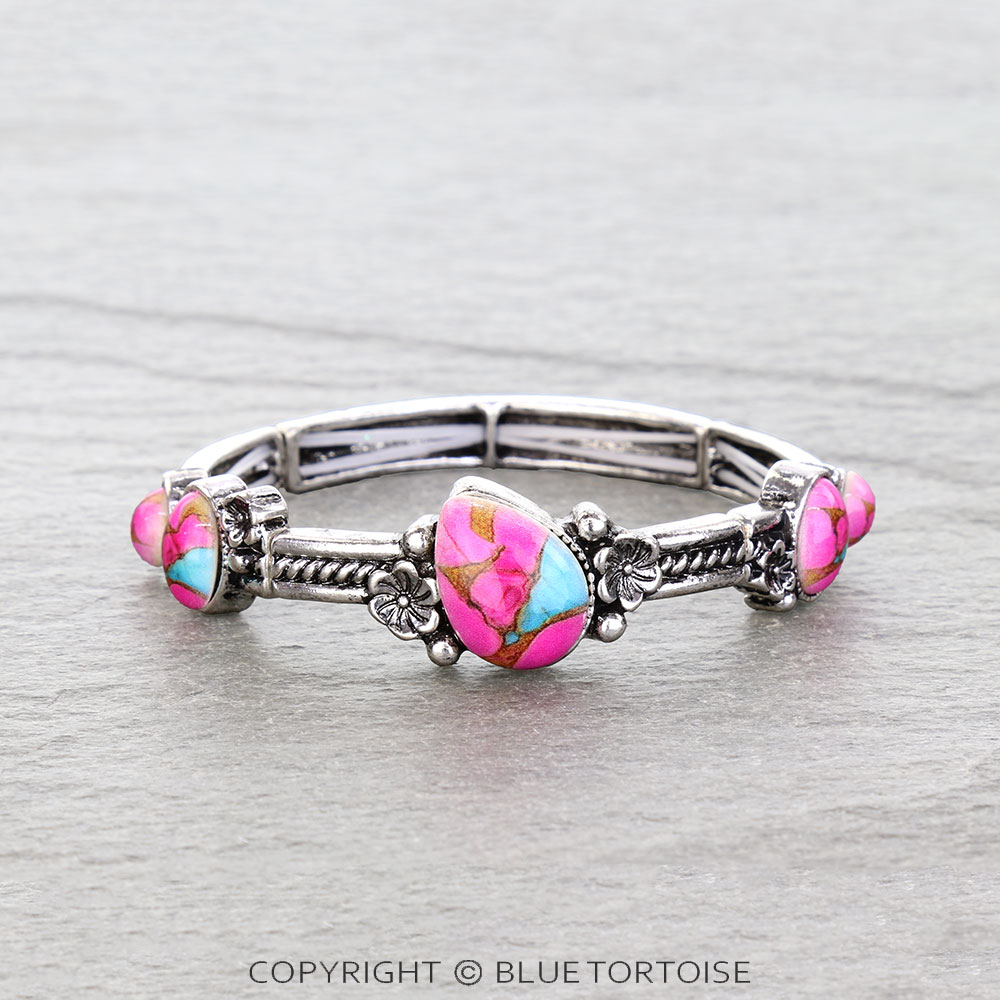 Western Flower TXR Stone Stretch Bracelet