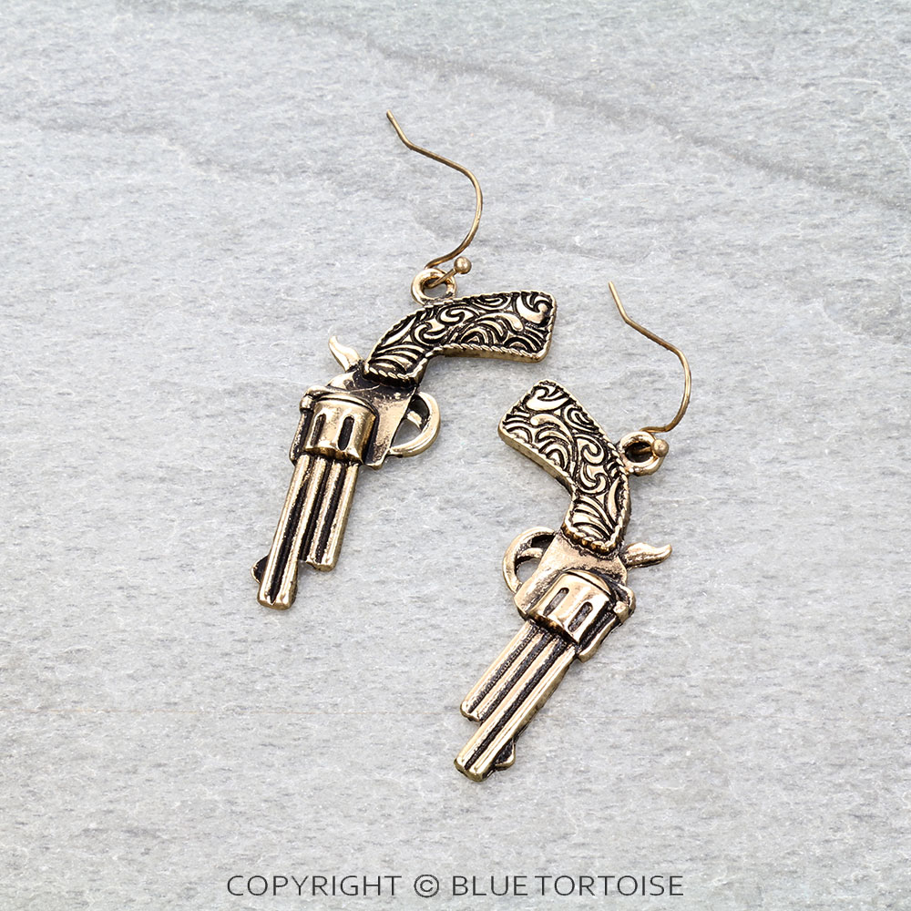 Western Gun Dangle Earrings