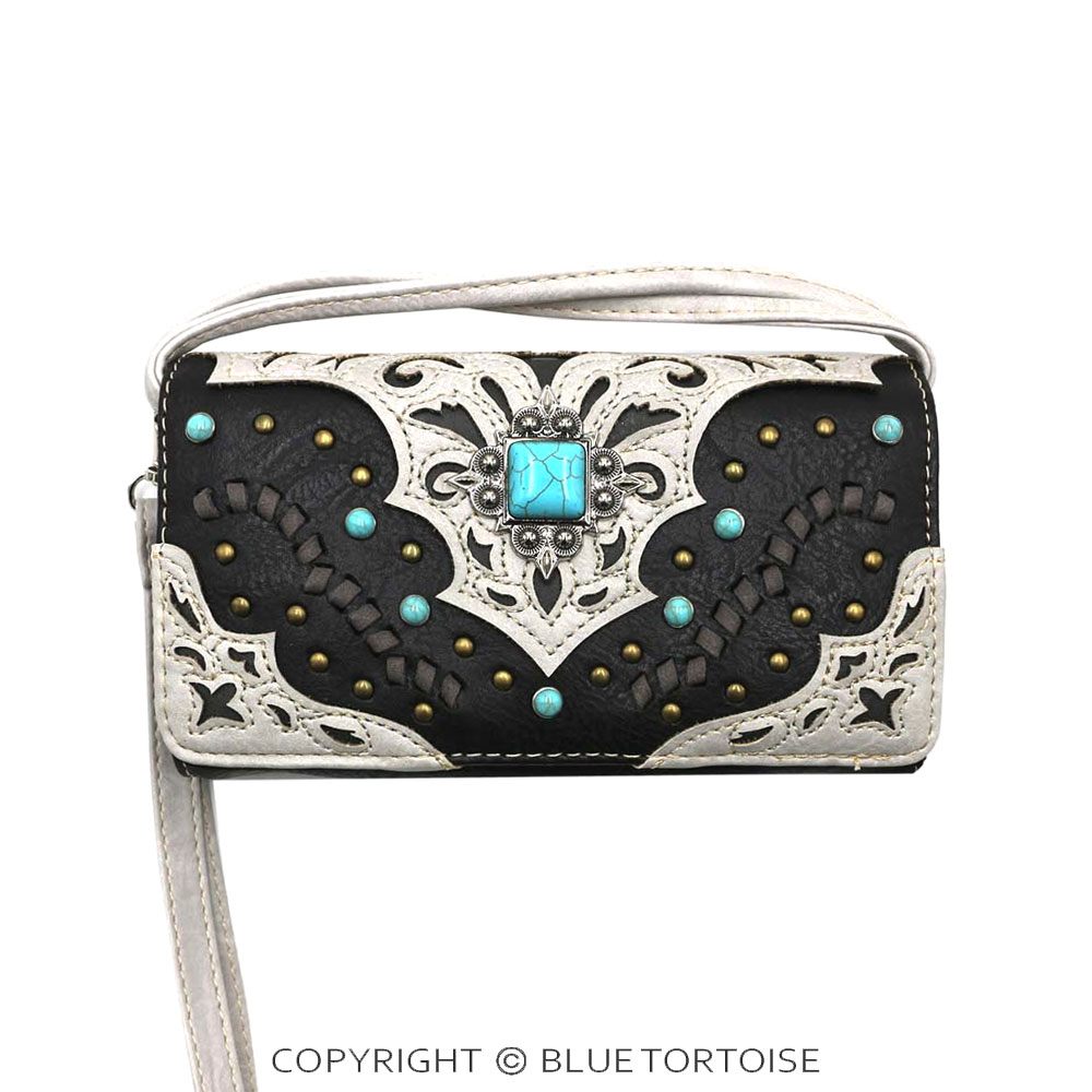 Western Faux Leather Turquoise Accent Wallet
