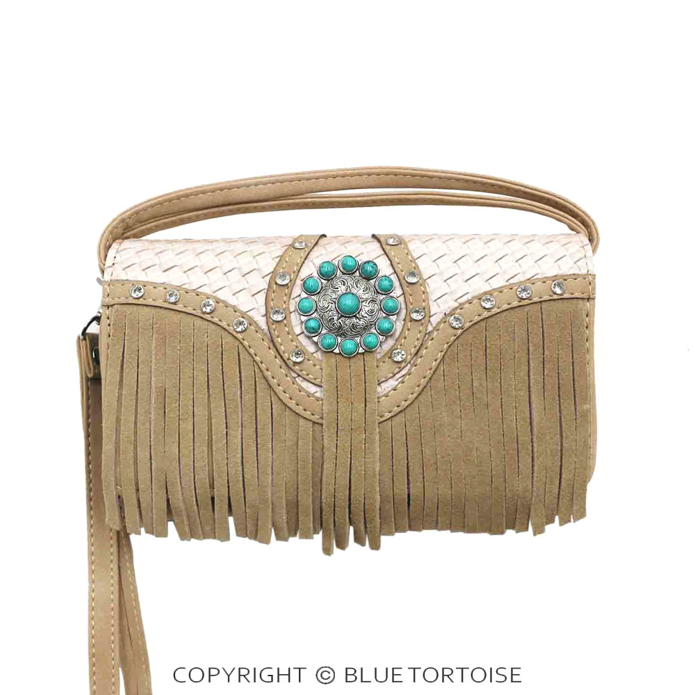 Western Turquoise Accent with Fringe Wallet