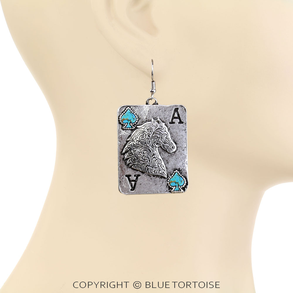 Western Horse Card Dangle Earrings - Image 2