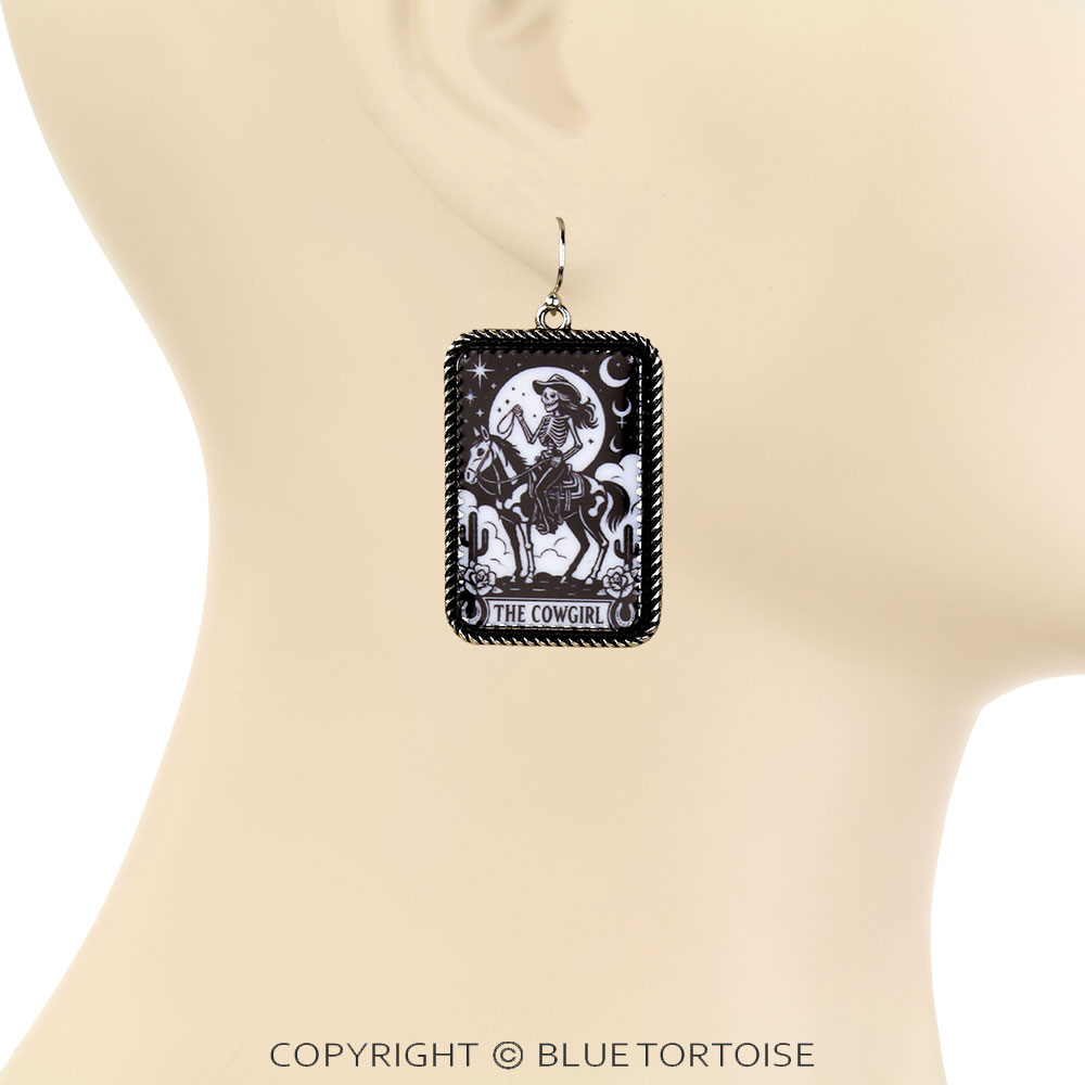 Western Skelly Cowgirl Dangle Earrings - Image 2