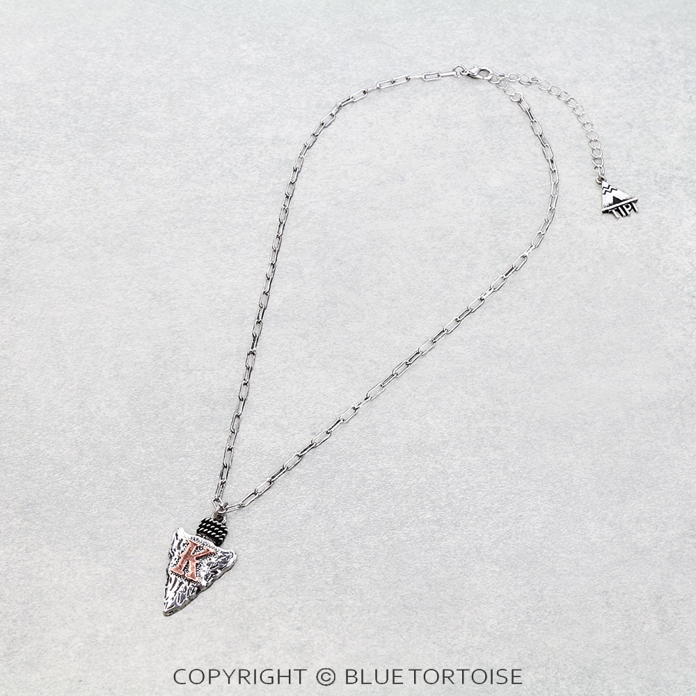 Western Arrowhead Initial Necklace