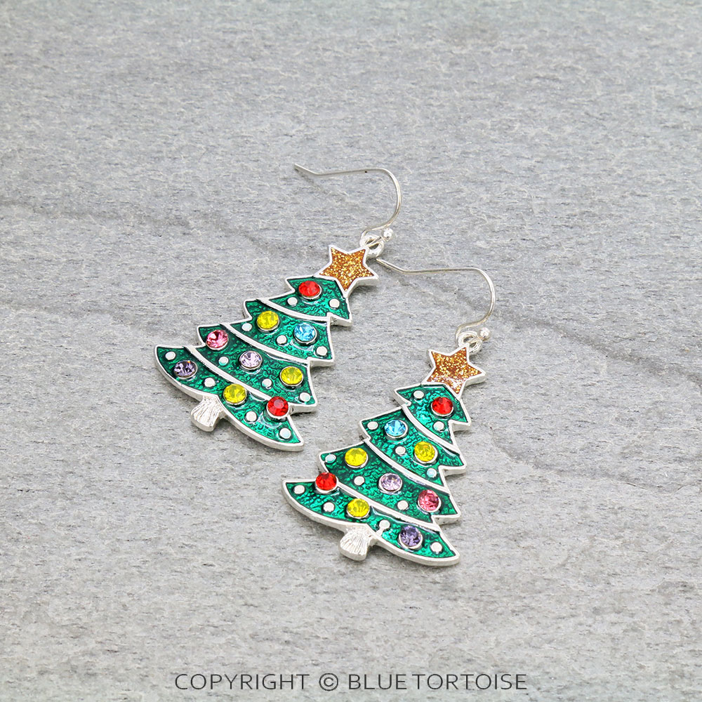 Christmas Epoxy Tree Dangle Earrings